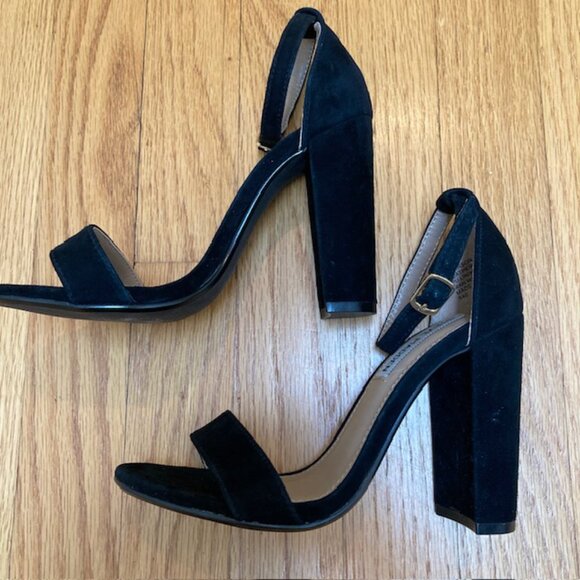 Steve Madden Carrson Block Heel Black Suede sandal 5.5 - Picture 4 of 11